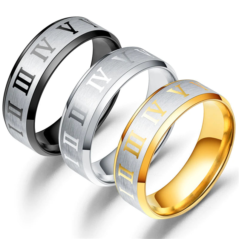 roman numeral 8mm unisex ring egr024 featured img