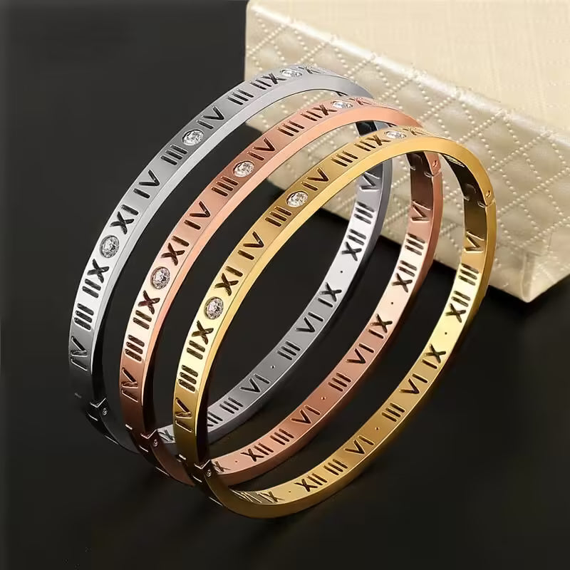 Roman Numeral Lover Cuff Bracelet (EGBT337)
