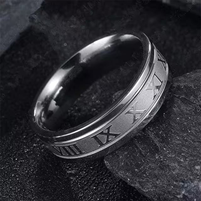 Roman Numerals Steel Ring (EGR053)