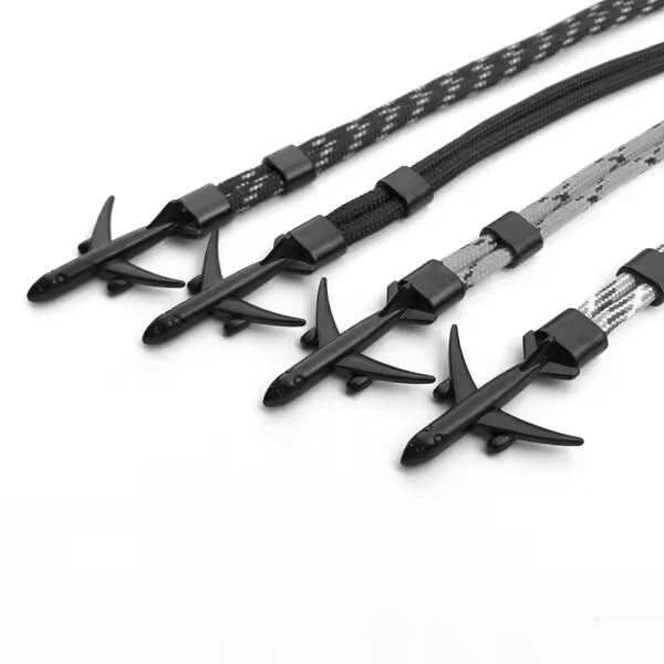 Bracelet unisexe en corde noire avec ancre d'avion (EGBT349)