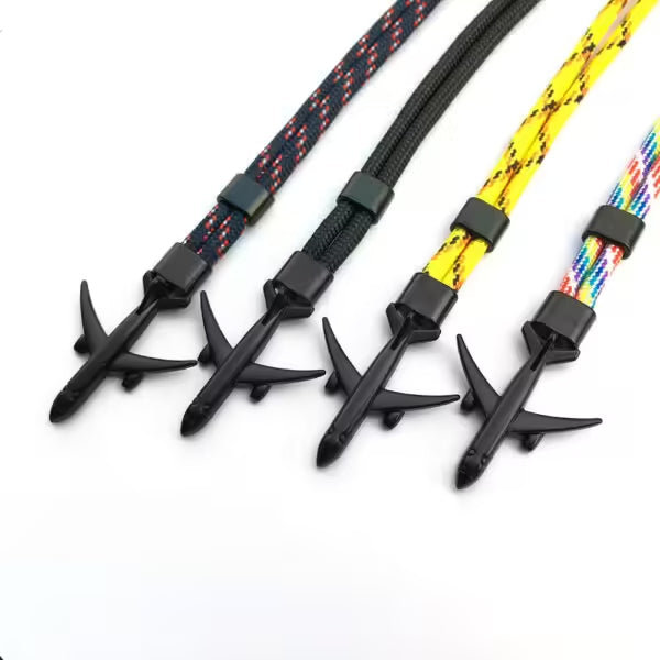 Bracelet unisexe en corde noire avec ancre d'avion (EGBT349)