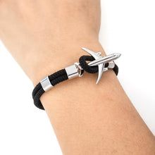 Bracelet unisexe en corde argentée avec ancre d'avion (EGBT358)