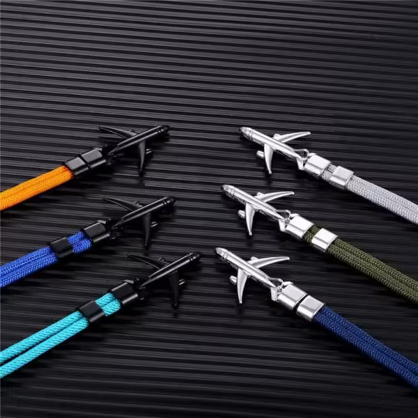 Bracelet unisexe en corde argentée avec ancre d'avion (EGBT358)