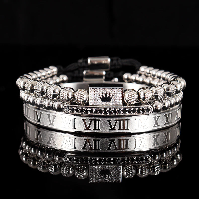 royal 3 pieces adjustable men bracelet set egbt274 gallery img 1