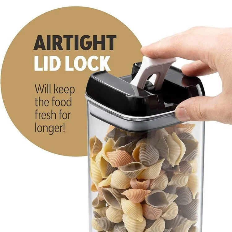 Plastic Airtight Cereal Storage Containers Set of 6 with Easy Lock Lids – BPA-Free Food Storage Canisters