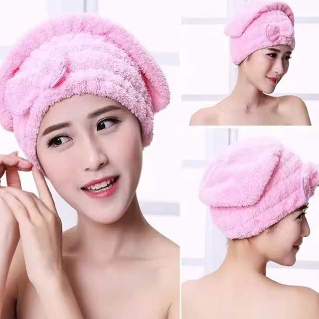 Shower Cap for Women – Microfibre Quick Drying Bath Spa Hat with Bowknot Wrap Towel, Perfect for Room Accessories