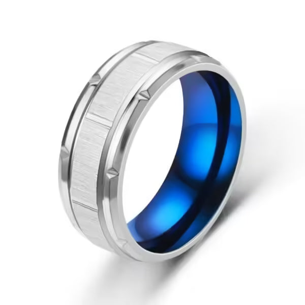 Bague unisexe simple en acier inoxydable de 8 mm (EGR055)