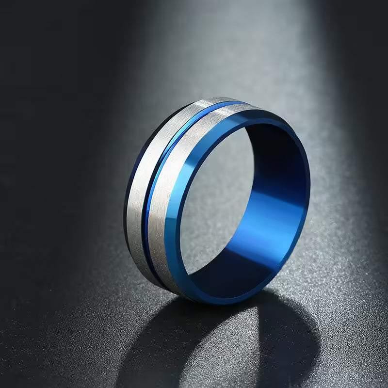 Simple Blue x Silver Unisex Ring(EGR058)