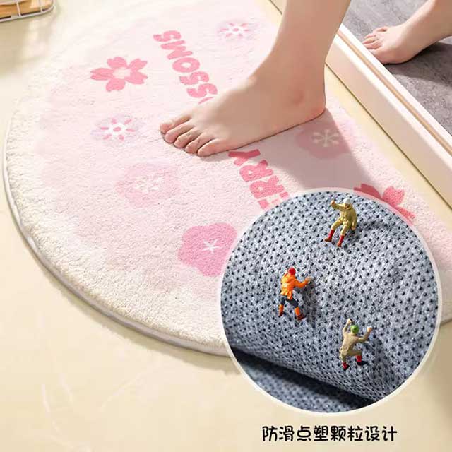 Simple Floral Bath Mat - Absorbent Non-Slip Floor Rug for Bedroom, Bathroom, and Entrance - Small Fresh Flowers Design