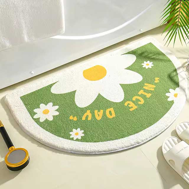 Simple Floral Bath Mat - Absorbent Non-Slip Floor Rug for Bedroom, Bathroom, and Entrance - Small Fresh Flowers Design