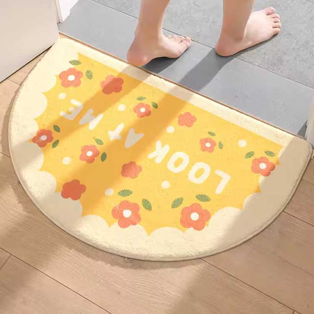 Simple Floral Bath Mat - Absorbent Non-Slip Floor Rug for Bedroom, Bathroom, and Entrance - Small Fresh Flowers Design