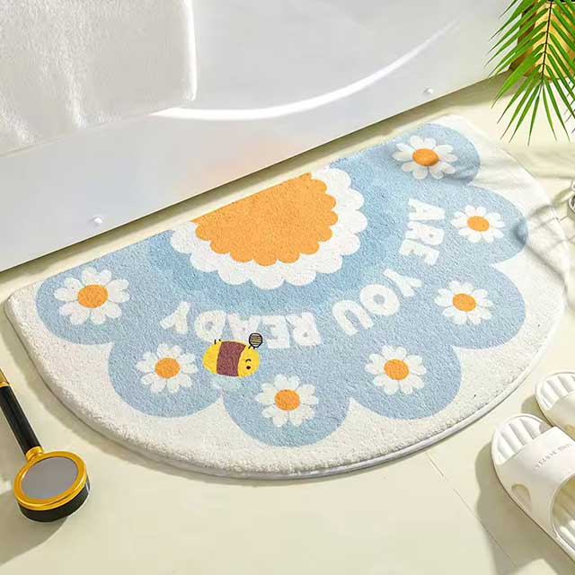 Simple Floral Bath Mat - Absorbent Non-Slip Floor Rug for Bedroom, Bathroom, and Entrance - Small Fresh Flowers Design