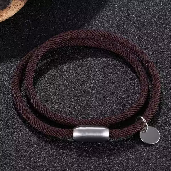Simple Rope Magnet Clasp Silver Lock Bracelet (EGBT076)