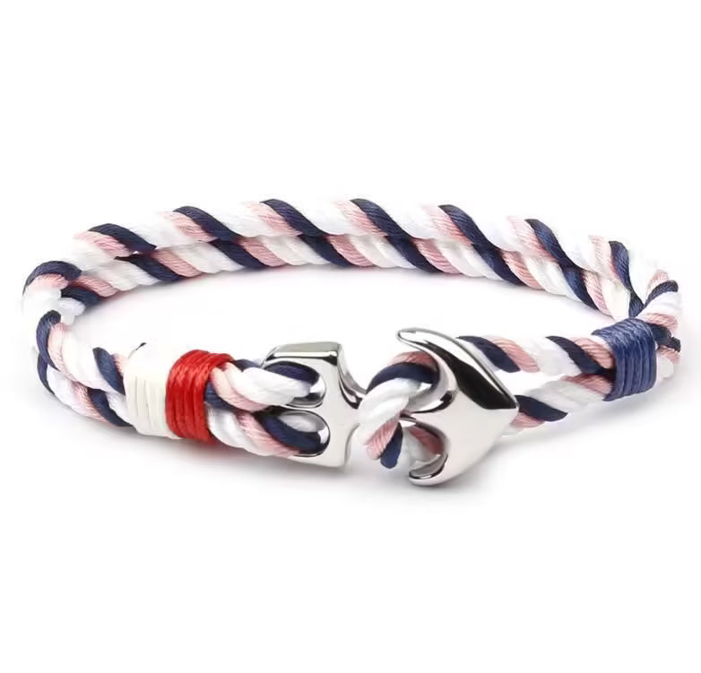 Simple Silver Stainless steel Rope Anchor Bracelet (EGBT269)