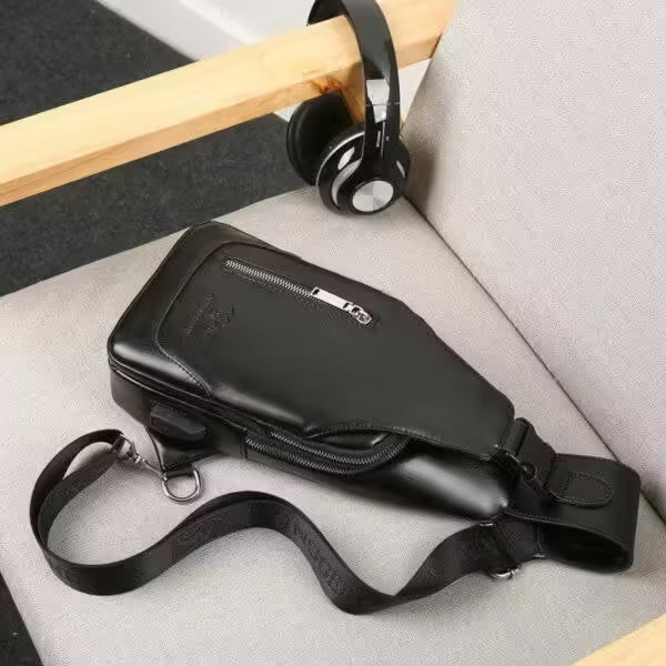 Single Strap Leather Male Chest Bag (EGB256)