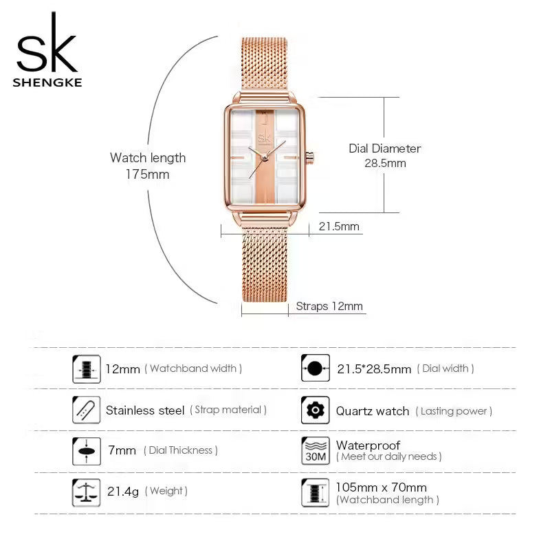 SK Leather & Stainless Steel Women Watch (K0147)