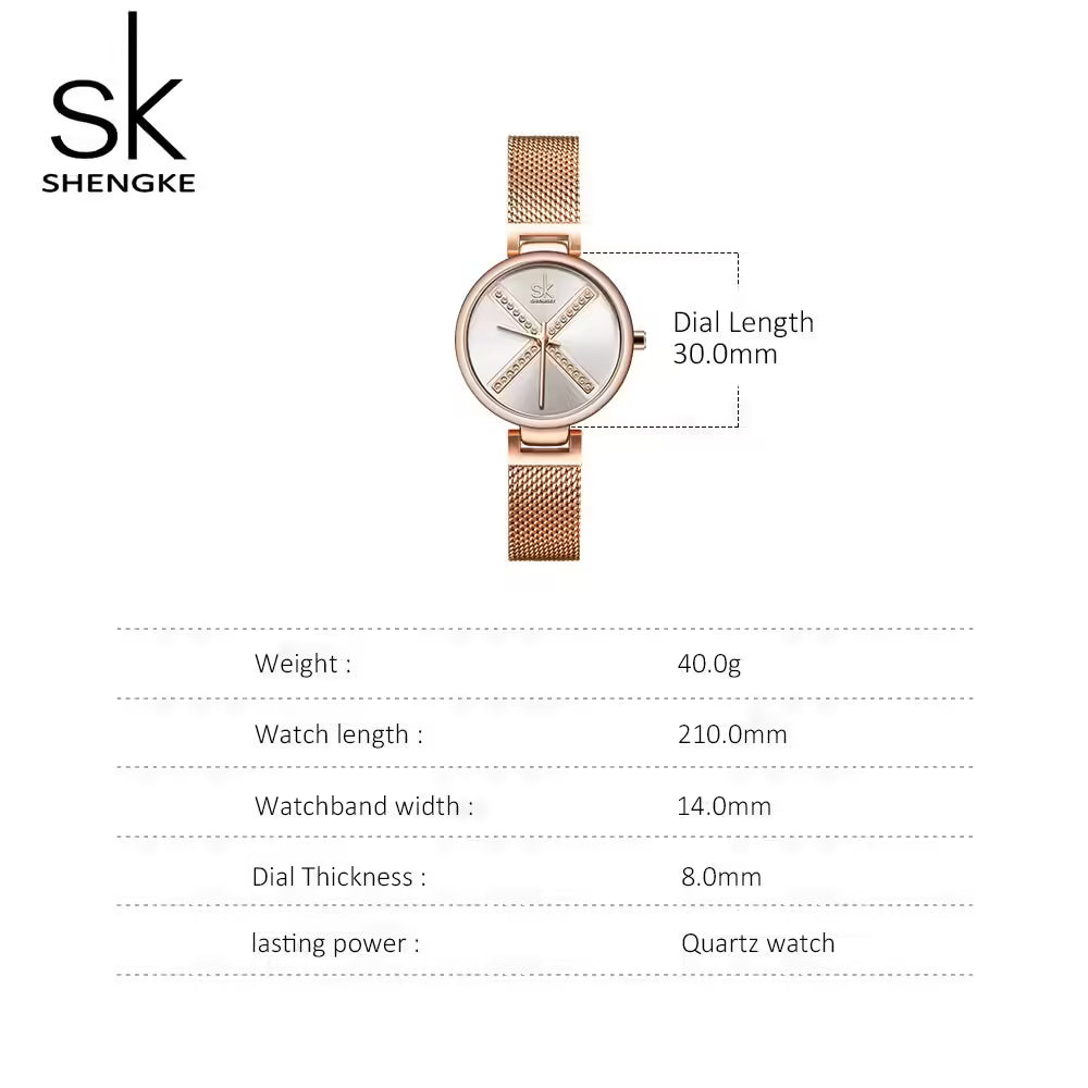ساعة SK Mesh المصنوعة من الفولاذ المقاوم للصدأ للنساء (K0102)