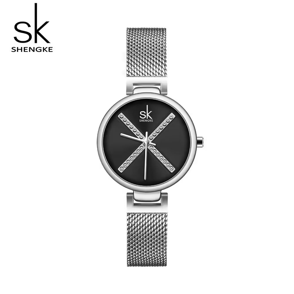 ساعة SK Mesh المصنوعة من الفولاذ المقاوم للصدأ للنساء (K0102)