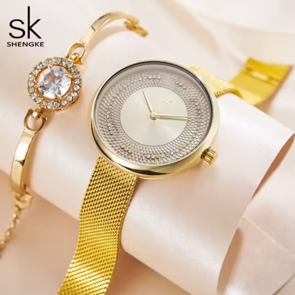 ساعة SK Mesh المصنوعة من الفولاذ المقاوم للصدأ للنساء (K0132)