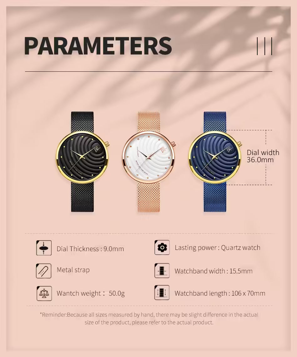 ساعة SK Mesh المصنوعة من الفولاذ المقاوم للصدأ للنساء (K0138)