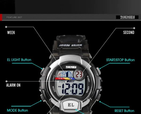 Montre numérique pour enfants SKMEI avec bracelet en silicone (1450)