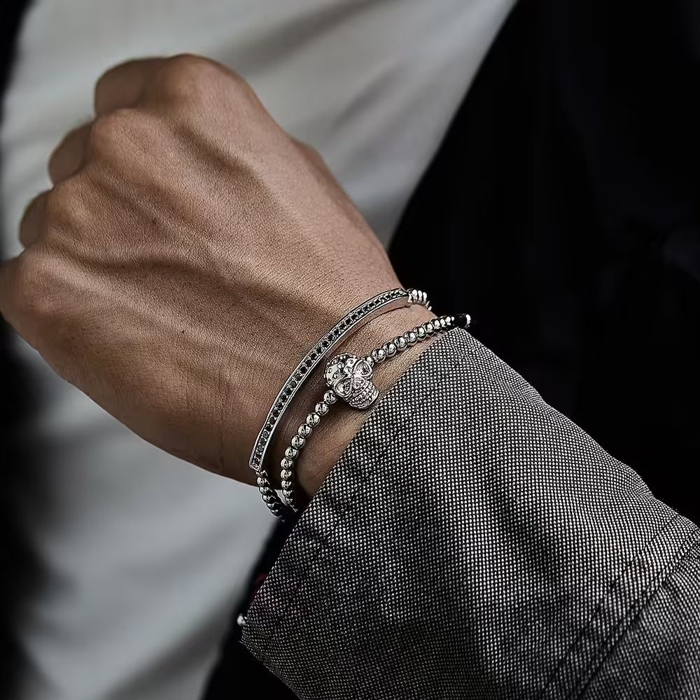 خرز شامبالا قابل للتعديل على شكل رأس جمجمة، 4 مم، قطعتين/مجموعة (EGBT281)