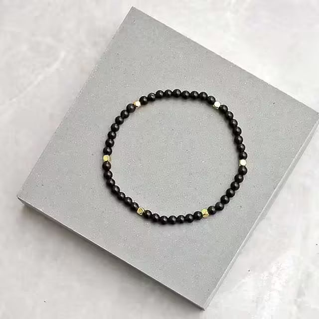 Small Gold & Black Beads Bracelet (EGBT101)