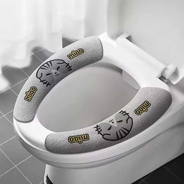 Soft Cartoon Washable Toilet Seat Pad – Universal WC Warmer Cushion, Sticky Lid Cover, 1/4 Pcs Bathroom Seat Cover