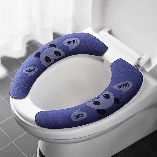Soft Cartoon Washable Toilet Seat Pad – Universal WC Warmer Cushion, Sticky Lid Cover, 1/4 Pcs Bathroom Seat Cover
