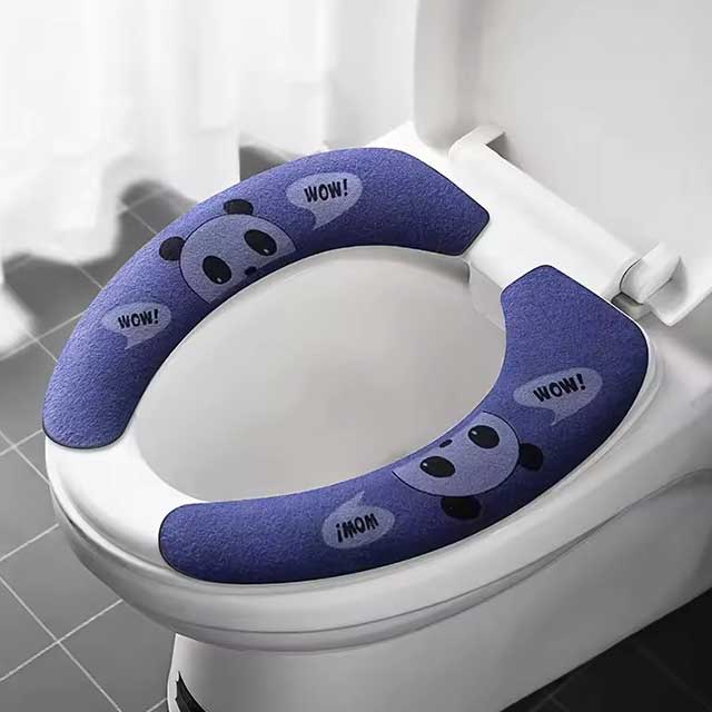 Soft Cartoon Washable Toilet Seat Pad – Universal WC Warmer Cushion, Sticky Lid Cover, 1/4 Pcs Bathroom Seat Cover