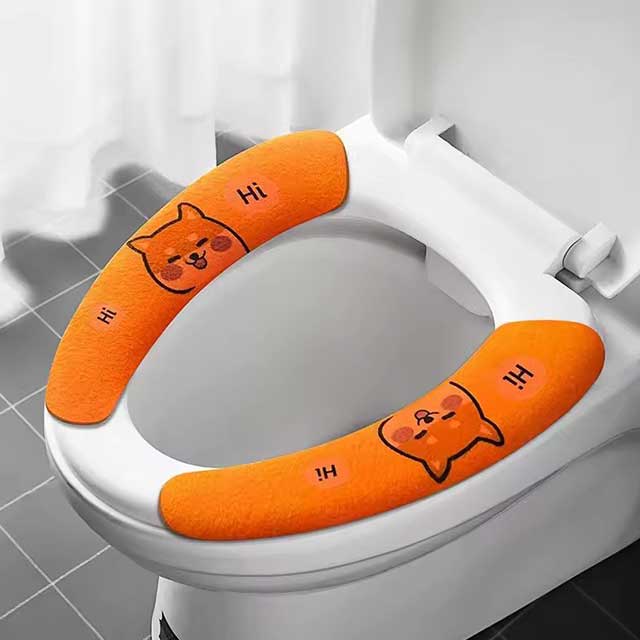 Soft Cartoon Washable Toilet Seat Pad – Universal WC Warmer Cushion, Sticky Lid Cover, 1/4 Pcs Bathroom Seat Cover