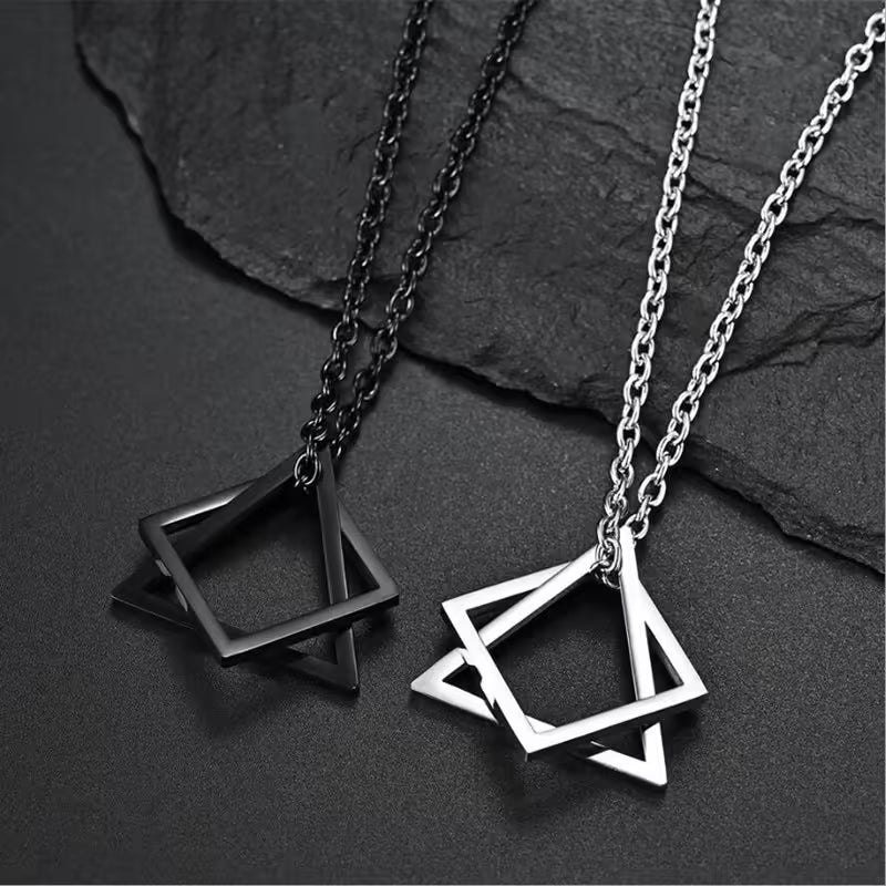 Collier homme carré x triangle en acier (EGN112)