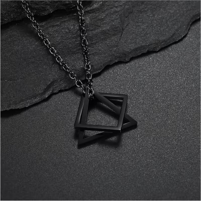 Collier homme carré x triangle en acier (EGN112)