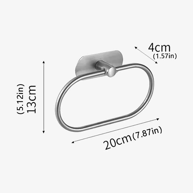 Stainless Steel Towel Holder - Self-Adhesive Bathroom Towel Rack, Black Washhand Hanger Ring Bar for Kitchen & Bathroom Storage
