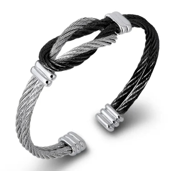 Stainless Steel Twisted Cable Wire Cuff Bracelets (EGBT157)