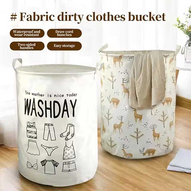 Storage Basket & Bucket – Baby Clothes Storage, Cloth Hamper, Fabric Sundries Basket, Washing Basket for Household Use