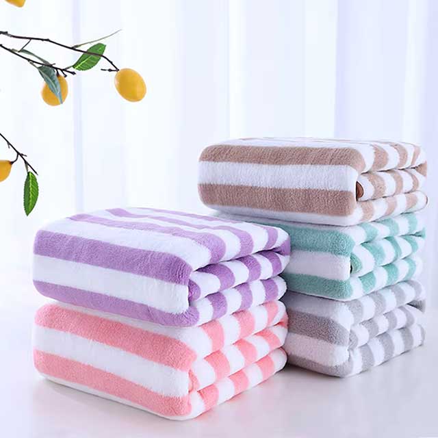 35x75cm Stripes Absorbent Quick-Drying Bath Towel Set – Soft Microfiber Face & Hand Towels for Adults, Bathroom, Swim & Pool Use (2022)