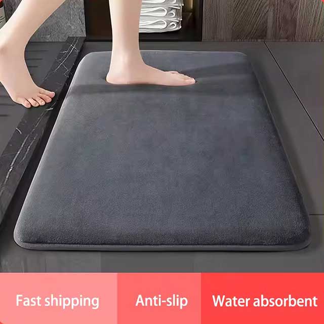 Super Absorbent Coral Velvet Bathroom Floor Mat – Anti-Slip Bath Mat & Door Mat for Quick Drying and Ultimate Comfort