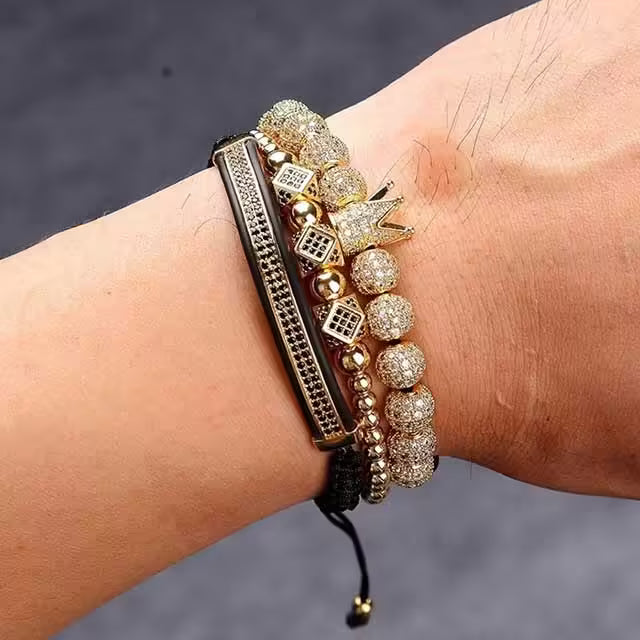 مجموعة من ثلاث قطع من أساور شامبالا قابلة للتعديل (EGBT204)