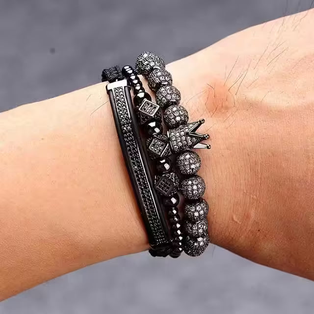 مجموعة من ثلاث قطع من أساور شامبالا قابلة للتعديل (EGBT204)