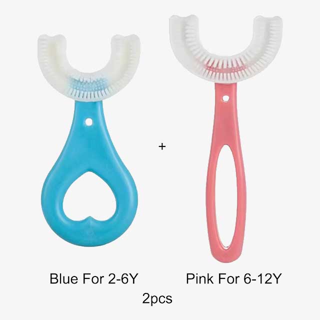 360° U-Shaped Children’s Toothbrush – Soft Silicone Teether Brush for Kids’ Oral Care & Teeth Cleaning