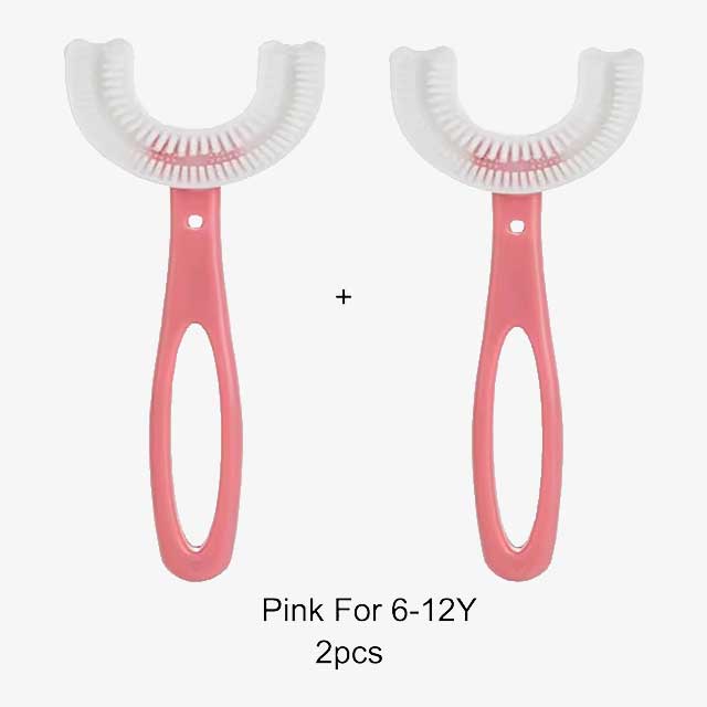 360° U-Shaped Children’s Toothbrush – Soft Silicone Teether Brush for Kids’ Oral Care & Teeth Cleaning