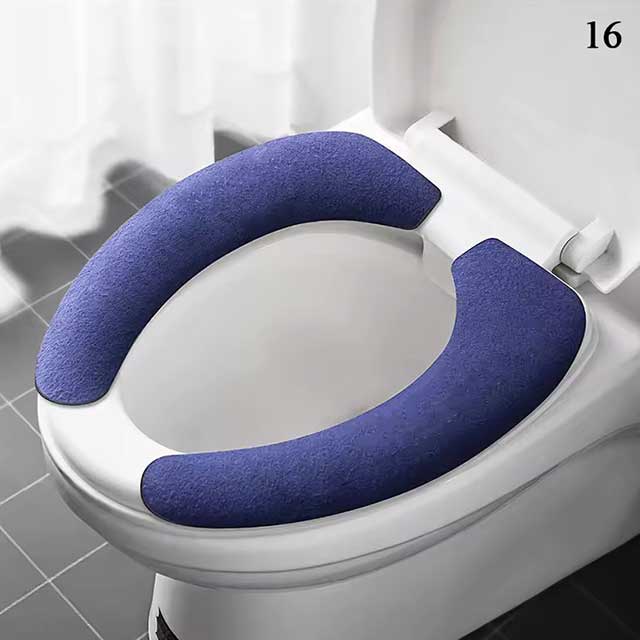Universal Toilet Seat Cover – Soft WC Paste Sticky Seat Pad, Washable Bathroom Warmer Cushion, Solid Color Lid Cover