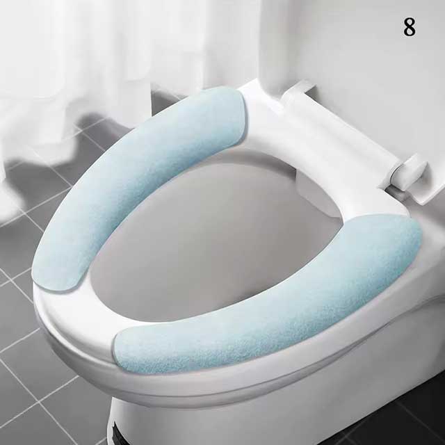 Universal Toilet Seat Cover – Soft WC Paste Sticky Seat Pad, Washable Bathroom Warmer Cushion, Solid Color Lid Cover