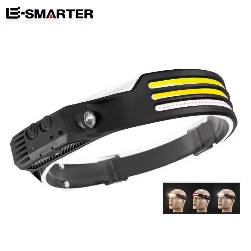 Induction Headlamp COB LED | USB Rechargeable Flashlight with Built-in Battery & 5 Lighting Modes | Sensor Head Torch