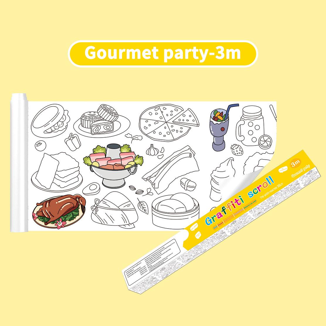 Rouleau de 3 mètres de papier autocollant à colorier pour enfants (300 cm x 38 cm) sur différents thèmes