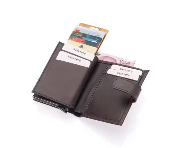 Portefeuille unisexe en cuir véritable Westpolo Alex avec grand porte-cartes (5570)