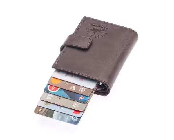 Portefeuille unisexe en cuir véritable Westpolo Alex avec grand porte-cartes (5570)