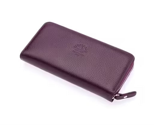 Portefeuille zippé en cuir véritable pour femme Westpolo Fiora (472)