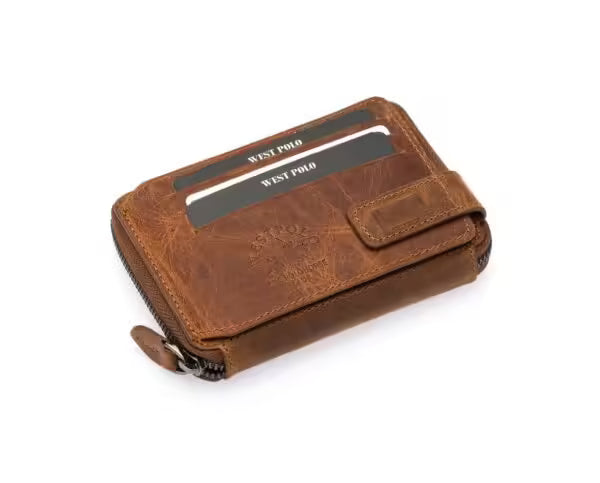 Westpolo Genuine Crazy Tumbled Leather Vintage Card Holder Wallet (1795C)